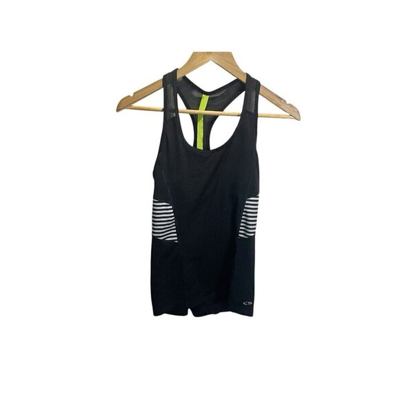 Champion C9 Womens Black White Striped Built-in Bra Workout Active Tank Top M - Picture 1 of 4